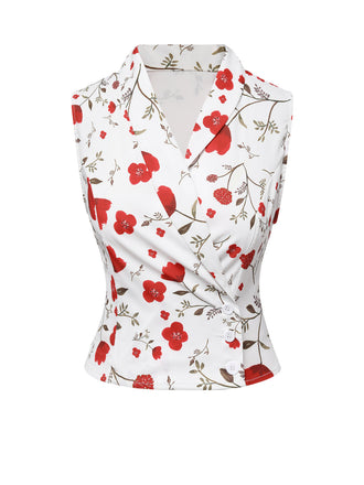 2PCS haut à fleurs blanc et jupe sirène noire des années 1930