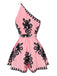 Combishort rose à imprimé tribal col oblique des années 40