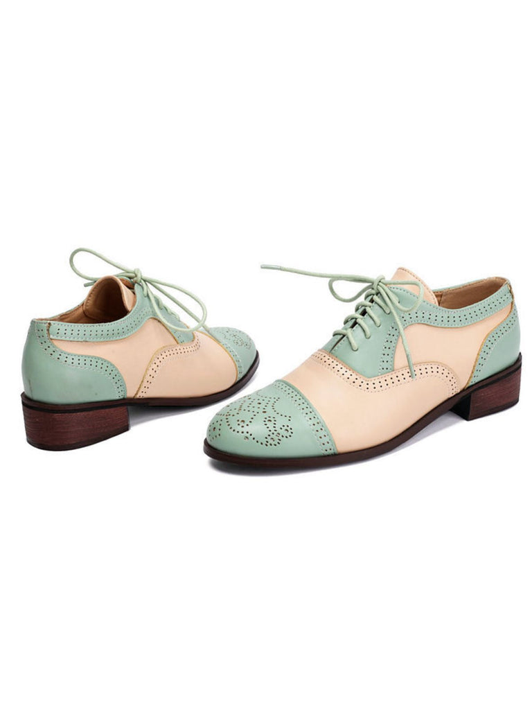Chaussures Oxford à lanières et bout rond en cuir colorblock