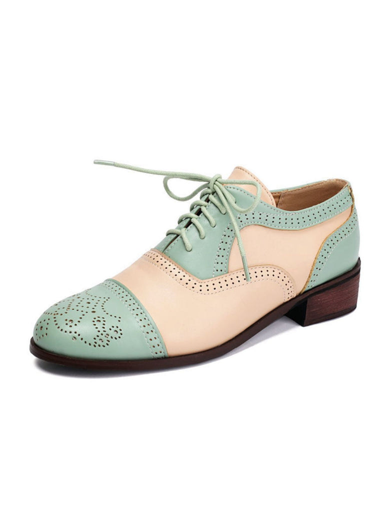 Chaussures Oxford à lanières et bout rond en cuir colorblock