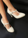 Talons hauts vintage en dentelle patchwork avec bride en T et boucle