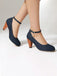 Mary Janes à boucle en jean et talons épais