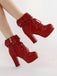 Bottes à talons hauts épais à lacets et volants vintage