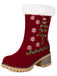 Bottes à talons épais en peluche Vintage Christmas Tree Snowflake