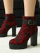 Bottines à plateforme et talons épais en dentelle vintage