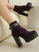 Bottines à plateforme et talons épais en dentelle vintage