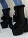 Bottes à talons hauts et bout rond en fausse fourrure vintage
