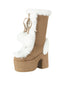 Bottes à talons hauts et bout rond en fausse fourrure vintage