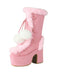 Bottes à talons hauts et bout rond en fausse fourrure vintage