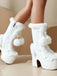 Bottes à talons hauts et bout rond en fausse fourrure vintage