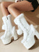 Bottes à talons hauts et bout rond en fausse fourrure vintage