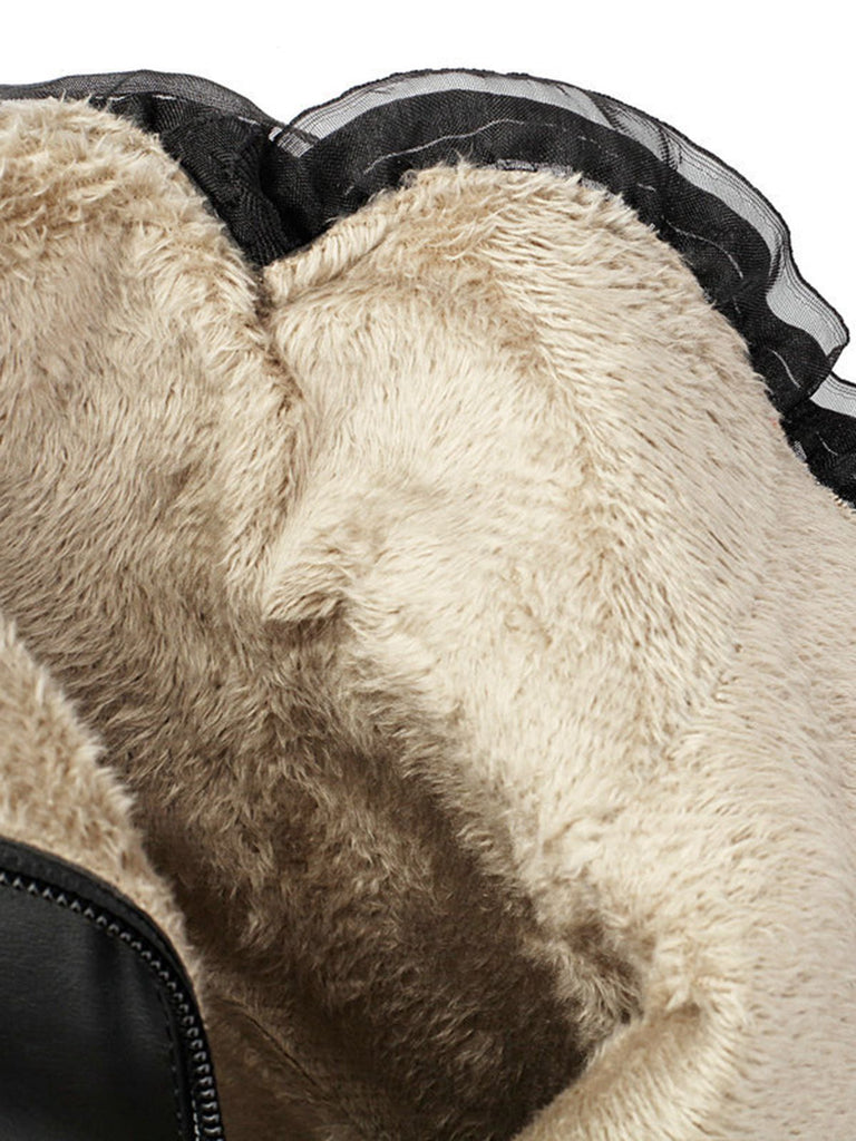 Bottines à talon compensé en cuir PU ornées de lacets