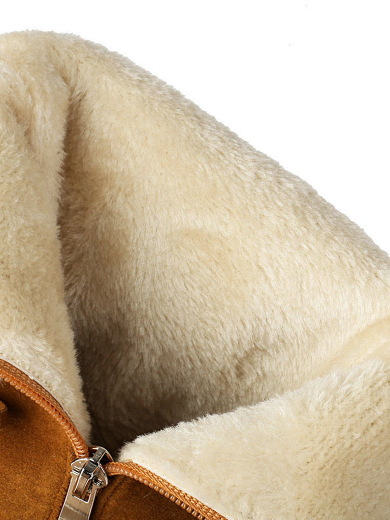 Bottes vintage à semelles épaisses en daim contrasté