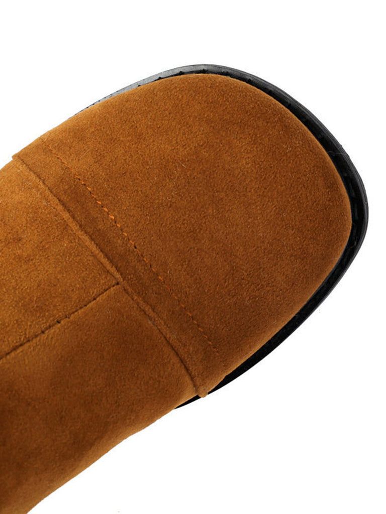 Bottes vintage à semelles épaisses en daim contrasté