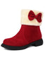 Bottines d'hiver à bout rond et nœud orné de peluche