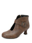 Bottines à bout rond découpes boucle et talon bloc marron