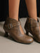 Bottines à bout rond, découpes, boucle et talon bloc