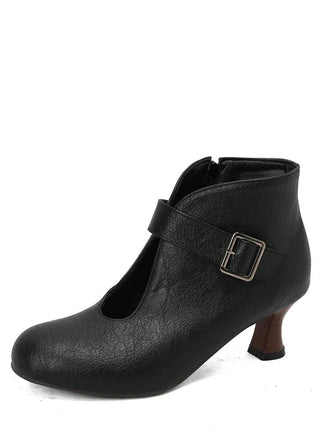 Bottines à bout rond, découpes, boucle et talon bloc