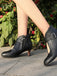 Bottines à bout rond, découpes, boucle et talon bloc