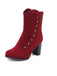Bottes mi-mollet cloutées en daim doublées de fausse fourrure