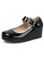 Chaussures Mary Jane Noires Vernies Talon Compensé Boucle Strass