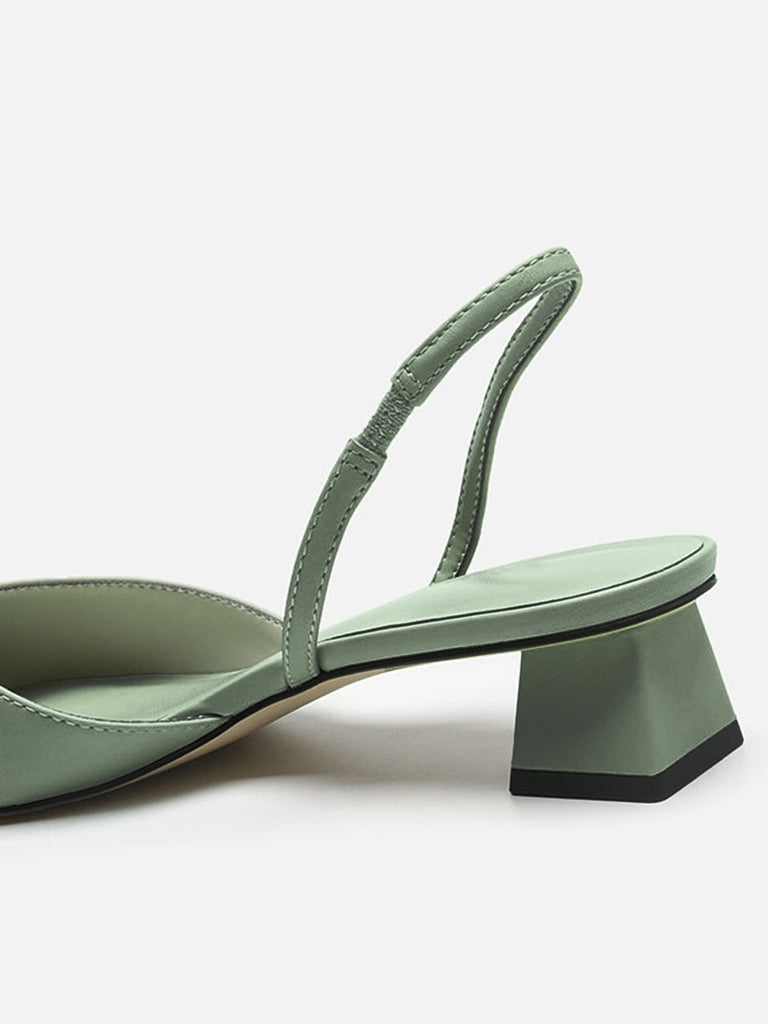 Chaussures à Bout Pointu Bride Arrière Unies à Talon Bloc Bas 5