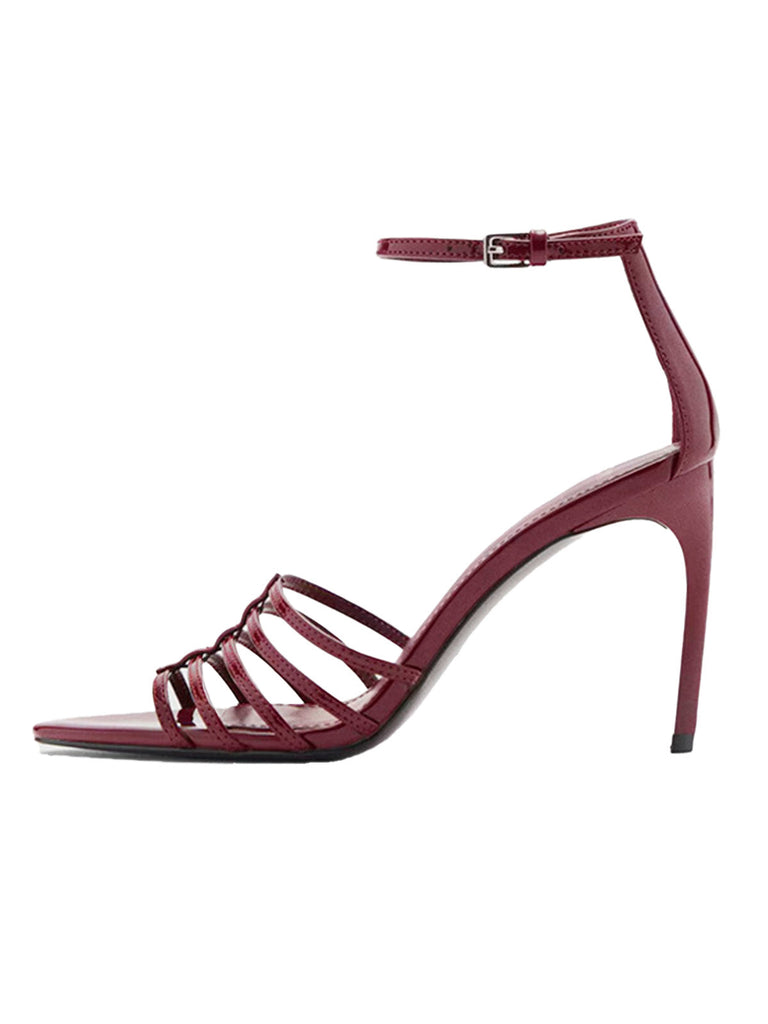 Sandales à Talons Hauts Bout Pointu Vintage Bordeaux 2