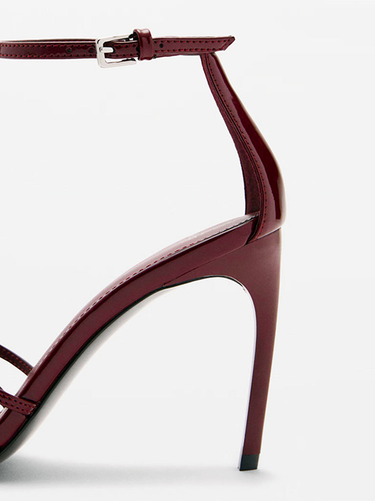 Sandales à Talons Hauts Bout Pointu Vintage Bordeaux 4