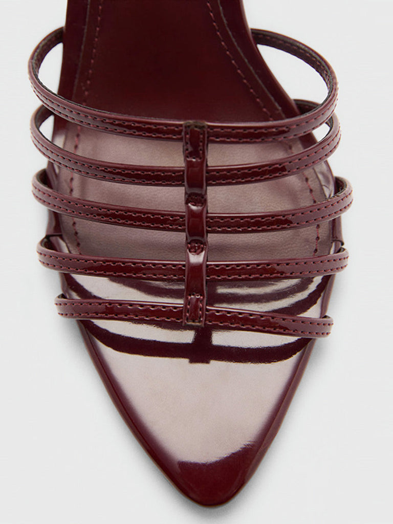 Sandales à Talons Hauts Bout Pointu Vintage Bordeaux 3