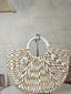 Sac cabas plage paille vintage tressé à la main