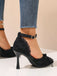 Chaussures à Bout Pointu à Talons Hauts Gothiques en Dentelle Florale