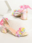 Chaussures colorées à bout pointu et talon conique mi-haut