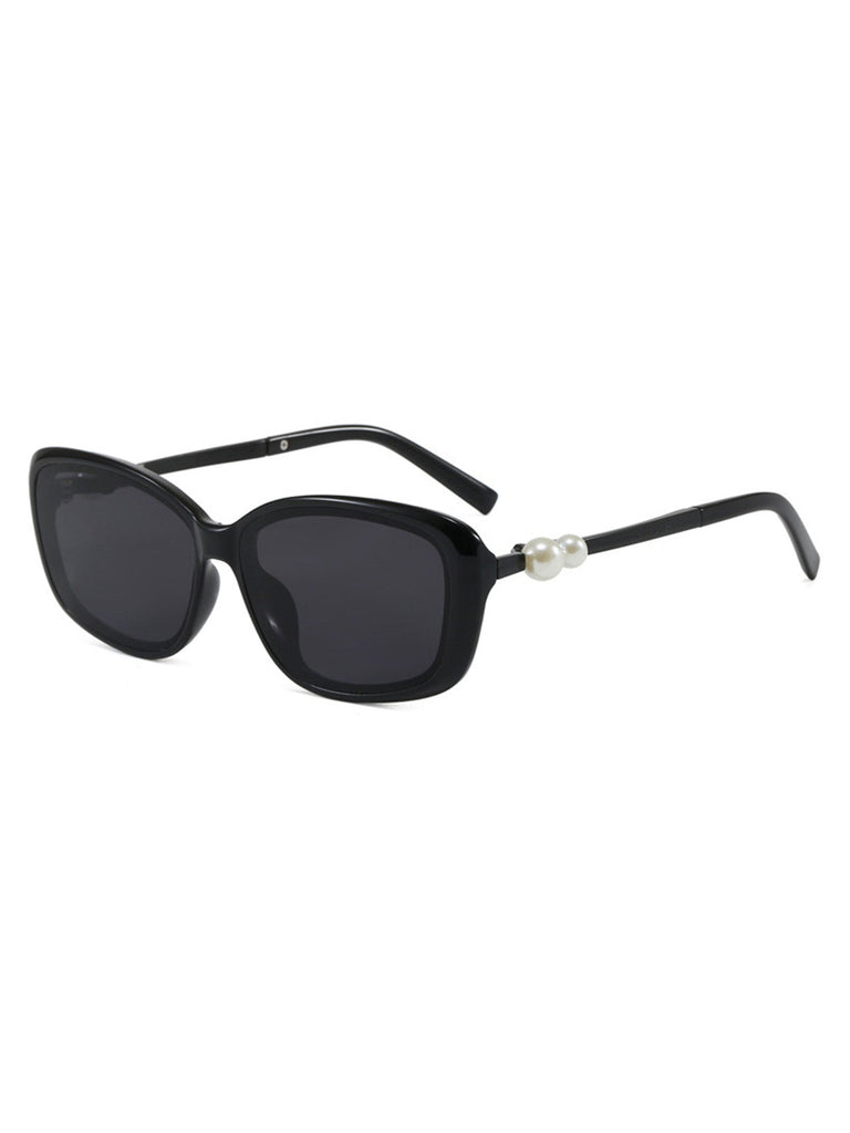 Lunettes de Soleil Vintage Monture Carrée Perle Noir