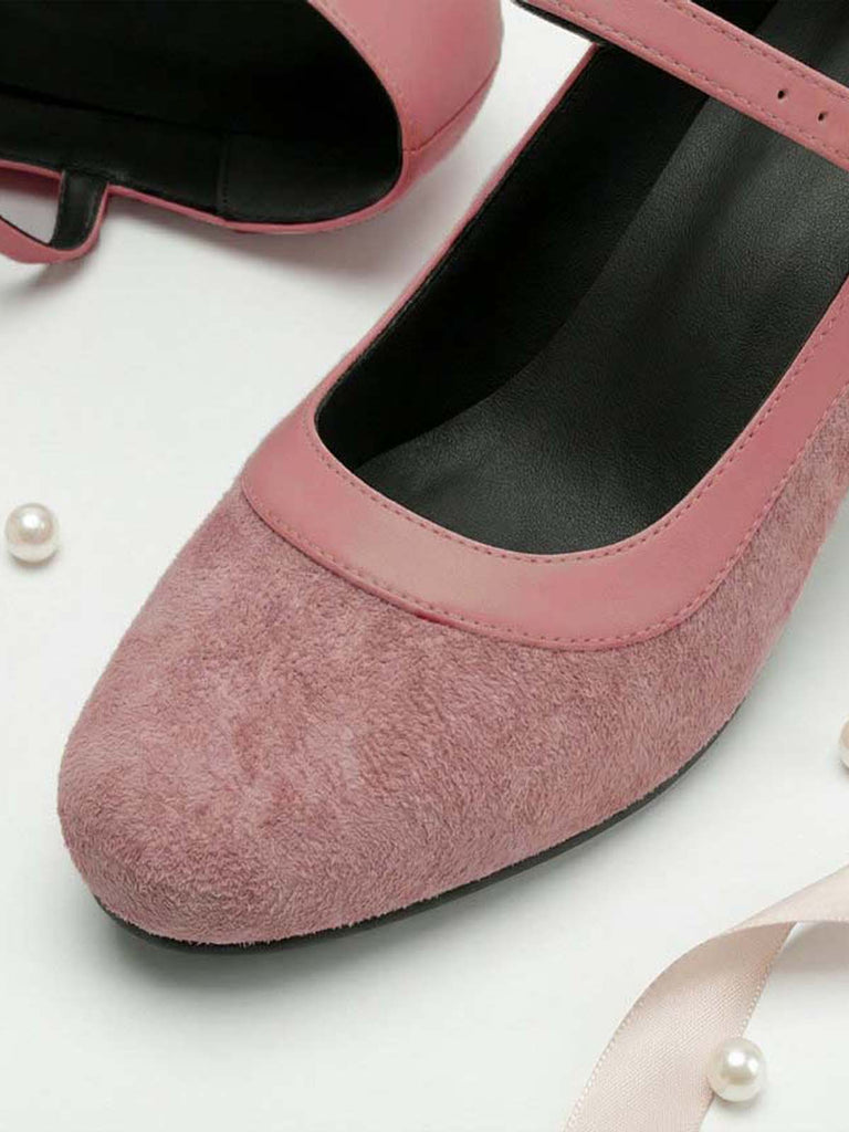 Escarpins Mary Jane à Bout Pointu Boucle Talon Bloc Vintage 7