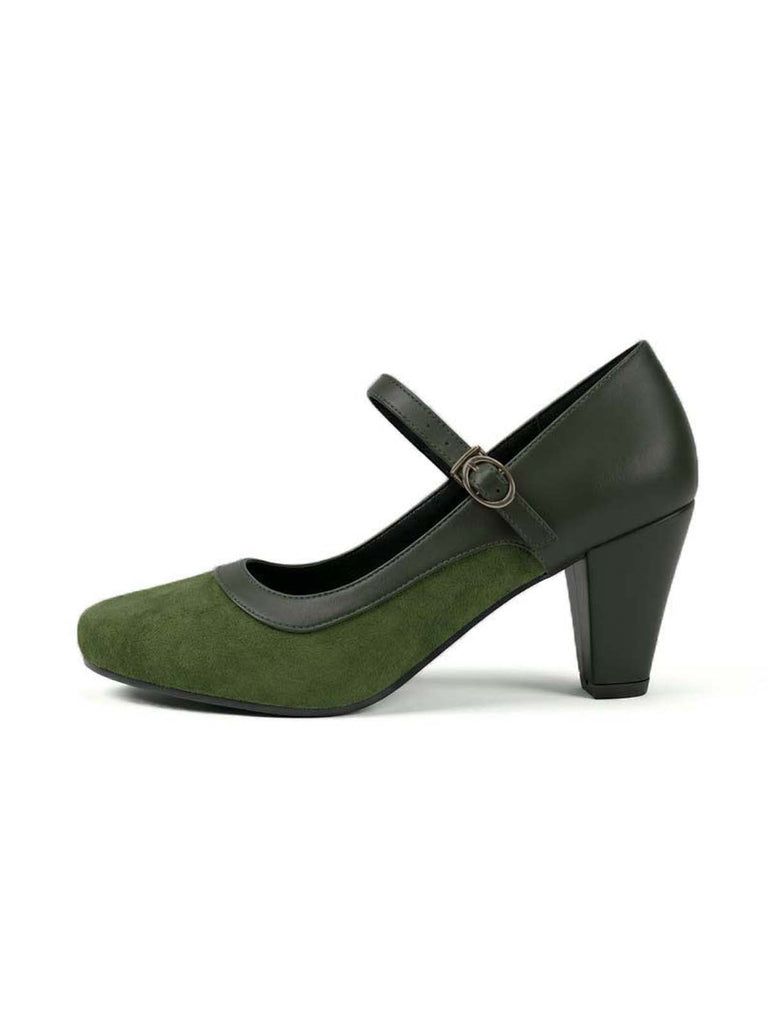 Escarpins Mary Jane à Bout Pointu Boucle Talon Bloc Vintage 12