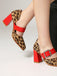 chaussures Léopard Buckle Strap Chunky High Heel Mary Jane Pumps