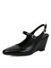 Chaussures Slingback Noires Mary Jane À Talon Compensé Bout Pointu
