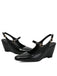 Chaussures Slingback Noires Mary Jane À Talon Compensé Bout Pointu