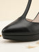 Chaussures à Talon Haut Bride en T Noir Uni
