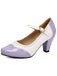 Cuir Verni Colorblock Mary Jane Talon Épais Chaussures 11