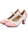 Cuir Verni Colorblock Mary Jane Talon Épais Chaussures