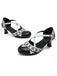 chaussures Bicolore Sangles Croisées Talon Kitten Mary Jane Chaussures 6