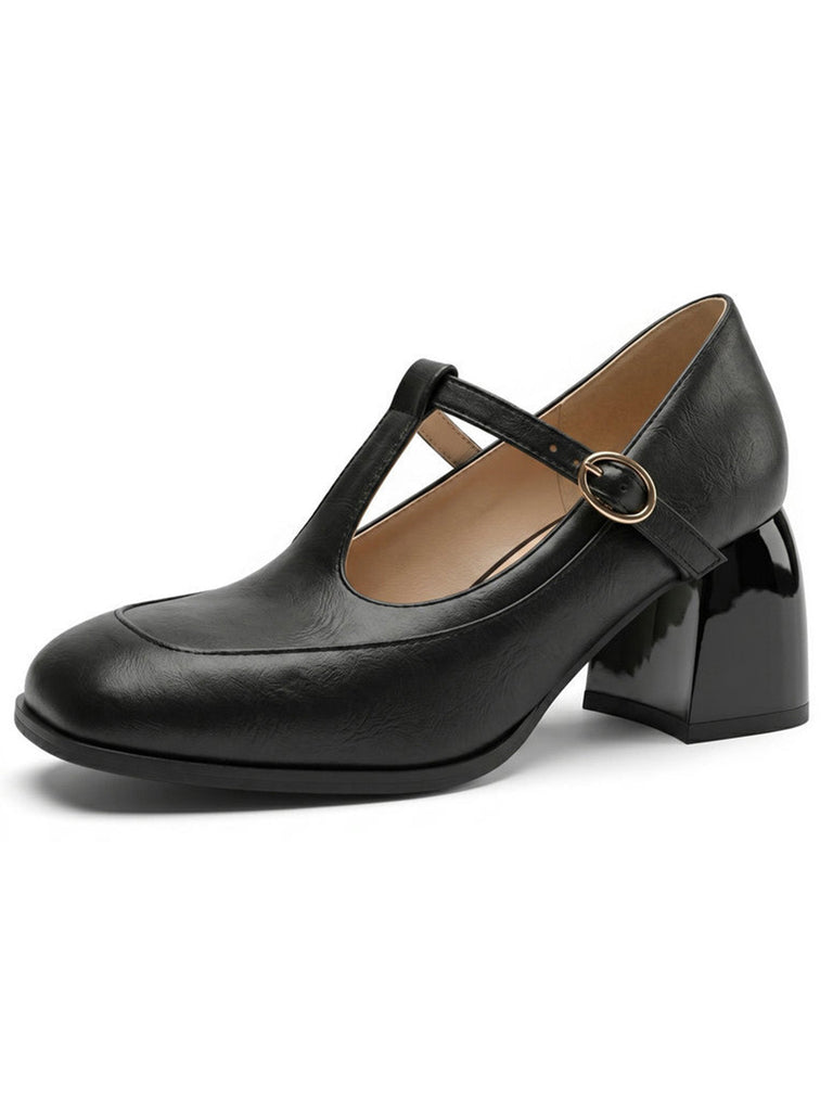 Chaussures Mary Jane Bride en T Boucle Talon Cône 8