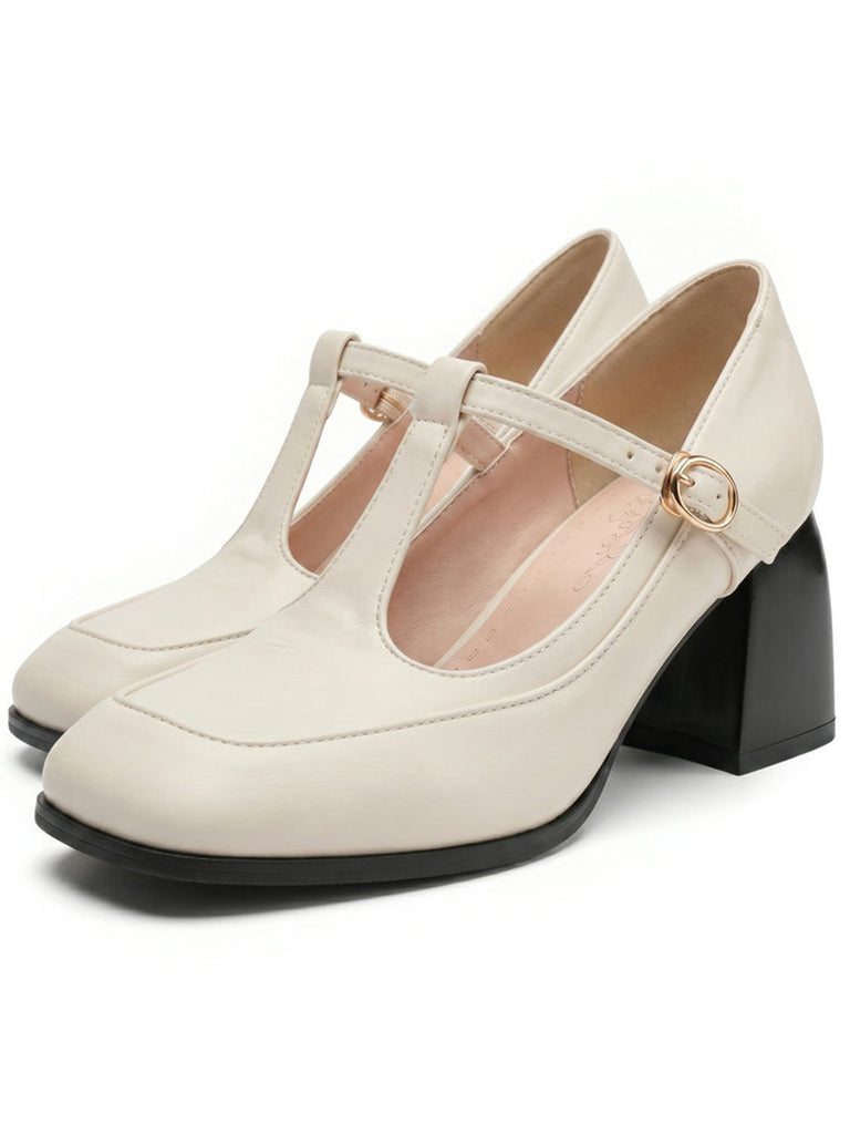Chaussures Mary Jane Bride en T Boucle Talon Cône 3