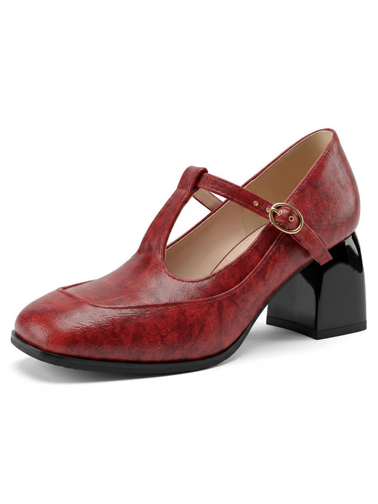 Chaussures Mary Jane Bride en T Boucle Talon Cône 2