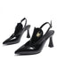 Escarpins Slingback Noirs À Broderie Araignée Dorée Talon Flare
