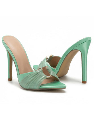 Sandales à Talons Hauts Vintage Détail Anneau Froncées
