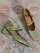 Chaussures Mary Jane à Talon Bloc Boucle Velours Vert