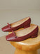 Chaussures Bordeaux Vintage Nœud Bout Carré Enfiler Plates 3