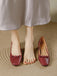 Chaussures Bordeaux Vintage Nœud Bout Carré Enfiler Plates 5
